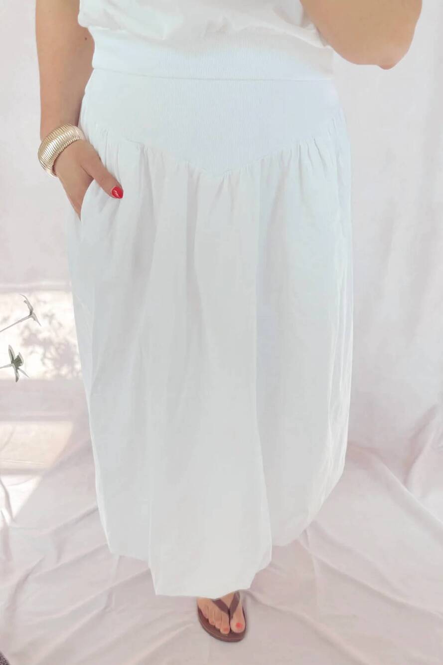NEW STATESIDE pixie poplin bubble skirt in white